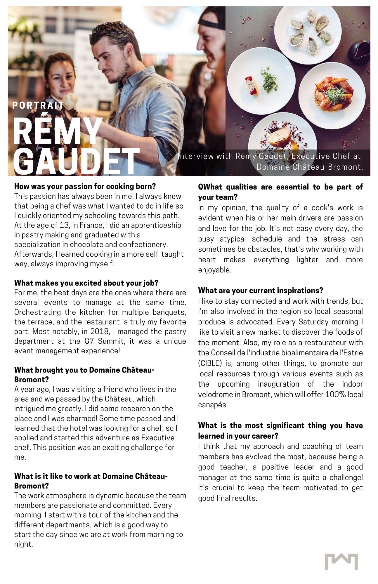 Profile : Remy Gaudet, Executive Chef
